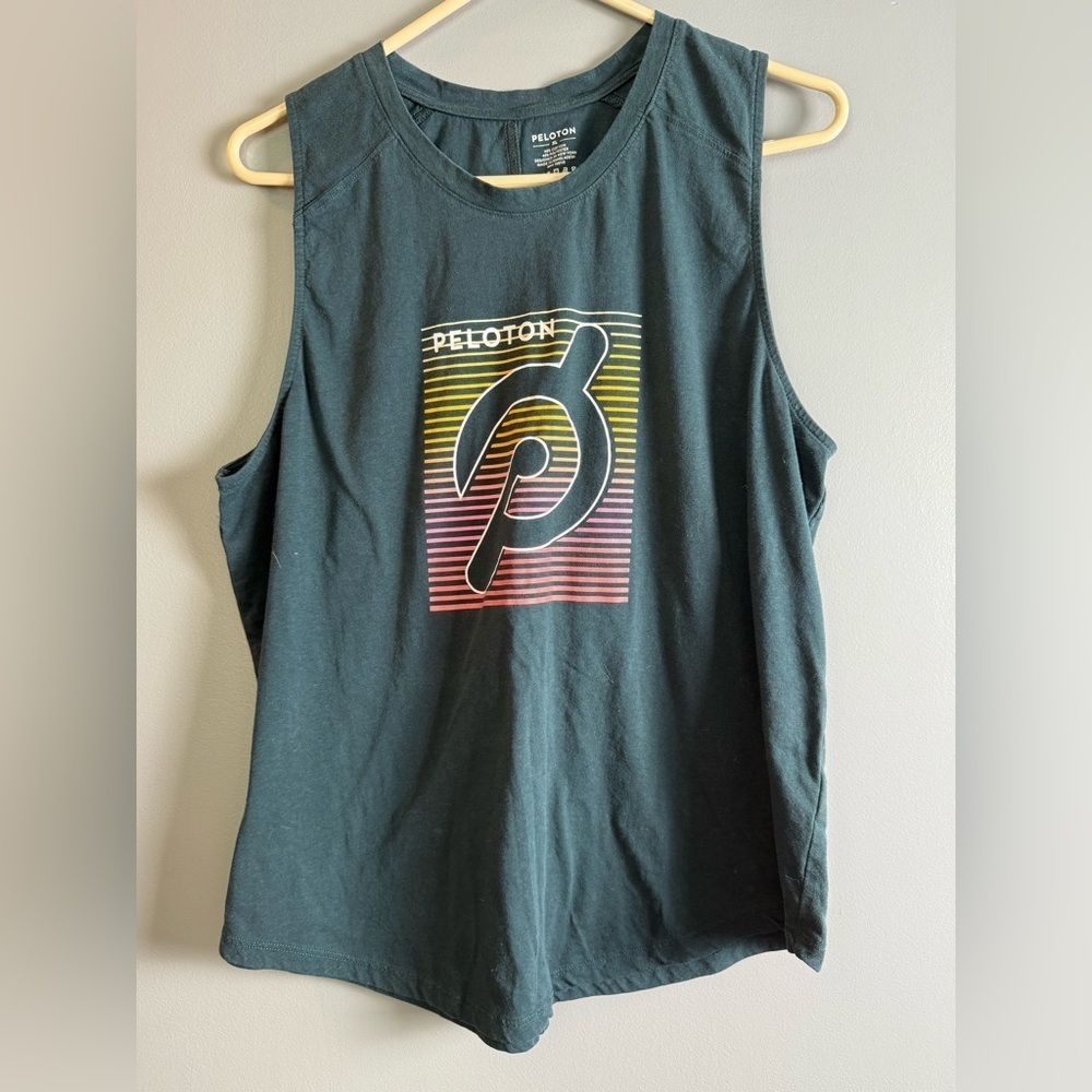 Peloton Drapey Interlock‎ Splice Back Logo Muscle Tank Womens Sz XL